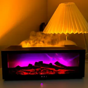 2026 Upgrade Version 7-Color Flame Fireplace Aromatherapy Diffuser, 150ML USB Desktop Noiseless Cool Mist Humidifier For Home, Timer Auto Shut-Off