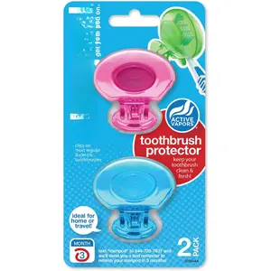 Clip-On Toothbrush Protector, Keeps Toothbrush Fresh and Clean, Fits Most Manual and Electric Toothbrushes, Pink and Blue, 2 Count (Pack of 1