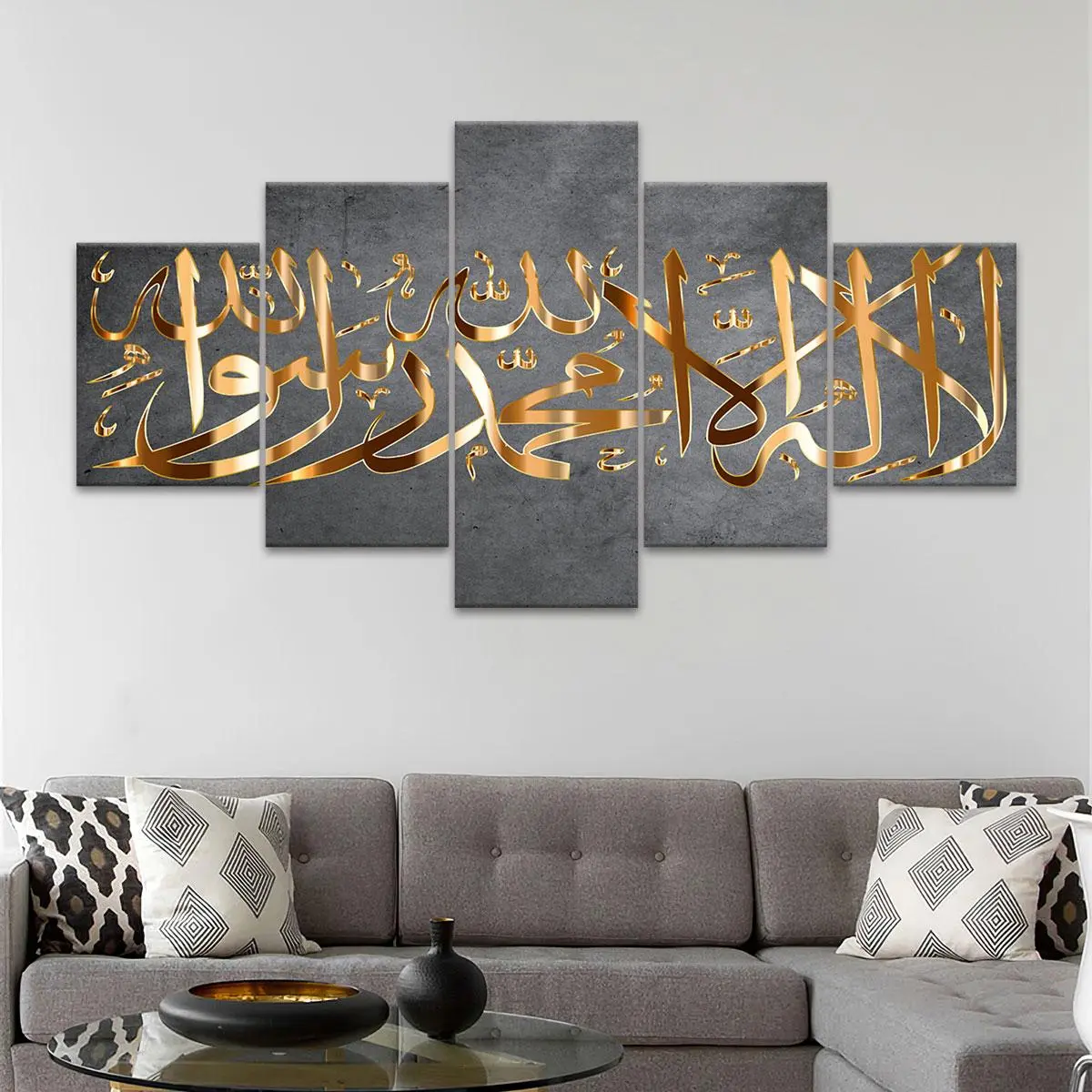 Arabic Calligraphy Art Poster, 5 Counts Unframed Canvas Posters, Home Poster, Perfect Living Room Decor, Home Decoration, Religious Decorations, Spiritual Decor, Stylish Religious Decor, Islamic Decor, Religious Artwork, Religious Wall Art