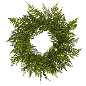 Nearly Natural Silk Mixed Fern Wreath - 24"