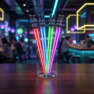 LED Glowing Lightsaber Chopsticks Vibrant multi-color luminous design fun eye-catching tableware great for party gathering daily meal use and unique festive dining decor-MM1