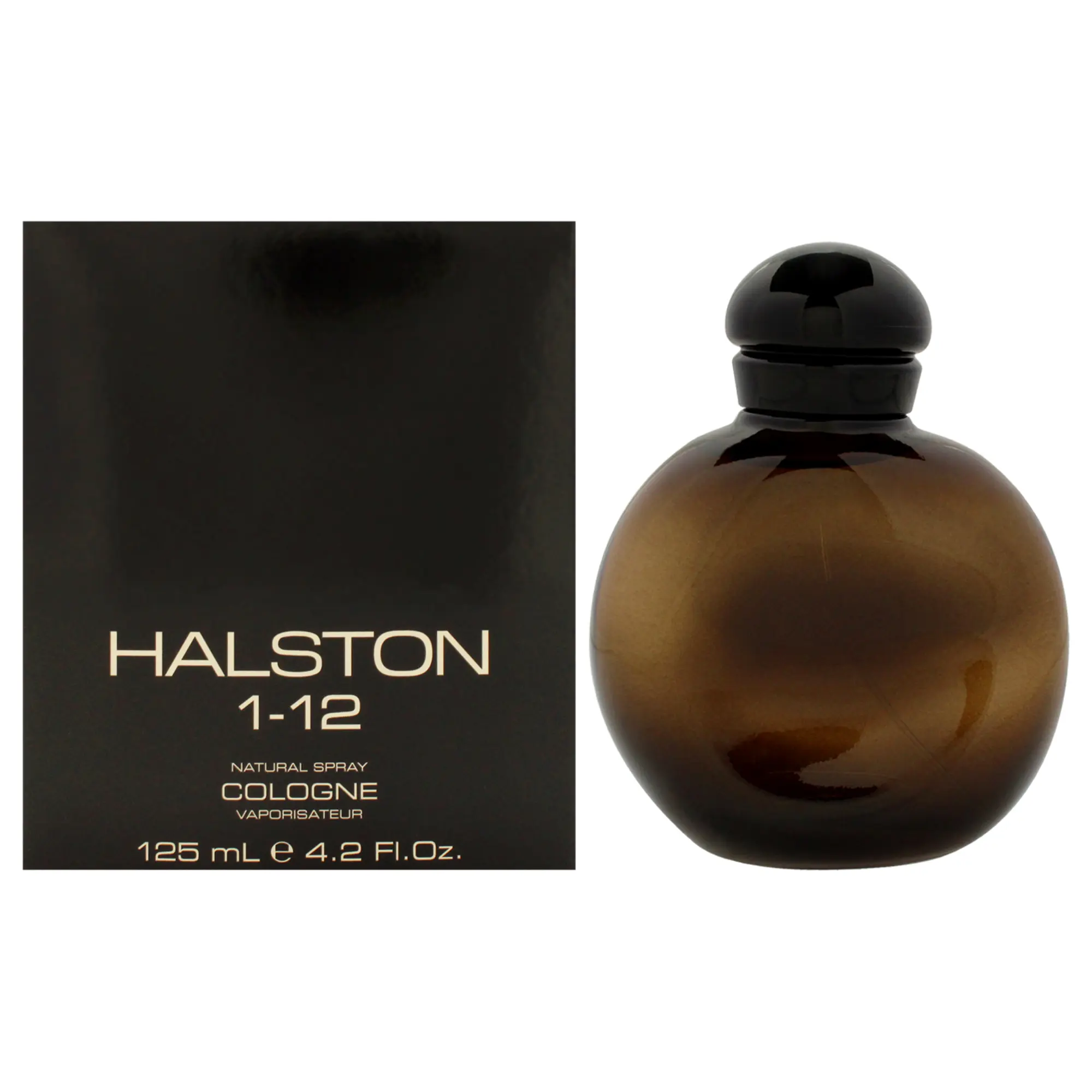 Halston 1-12 Classic Cologne Spray for Men, Timeless Fragrance in a Round Amber Bottle, Natural Spray, 4.2 oz / 125ml