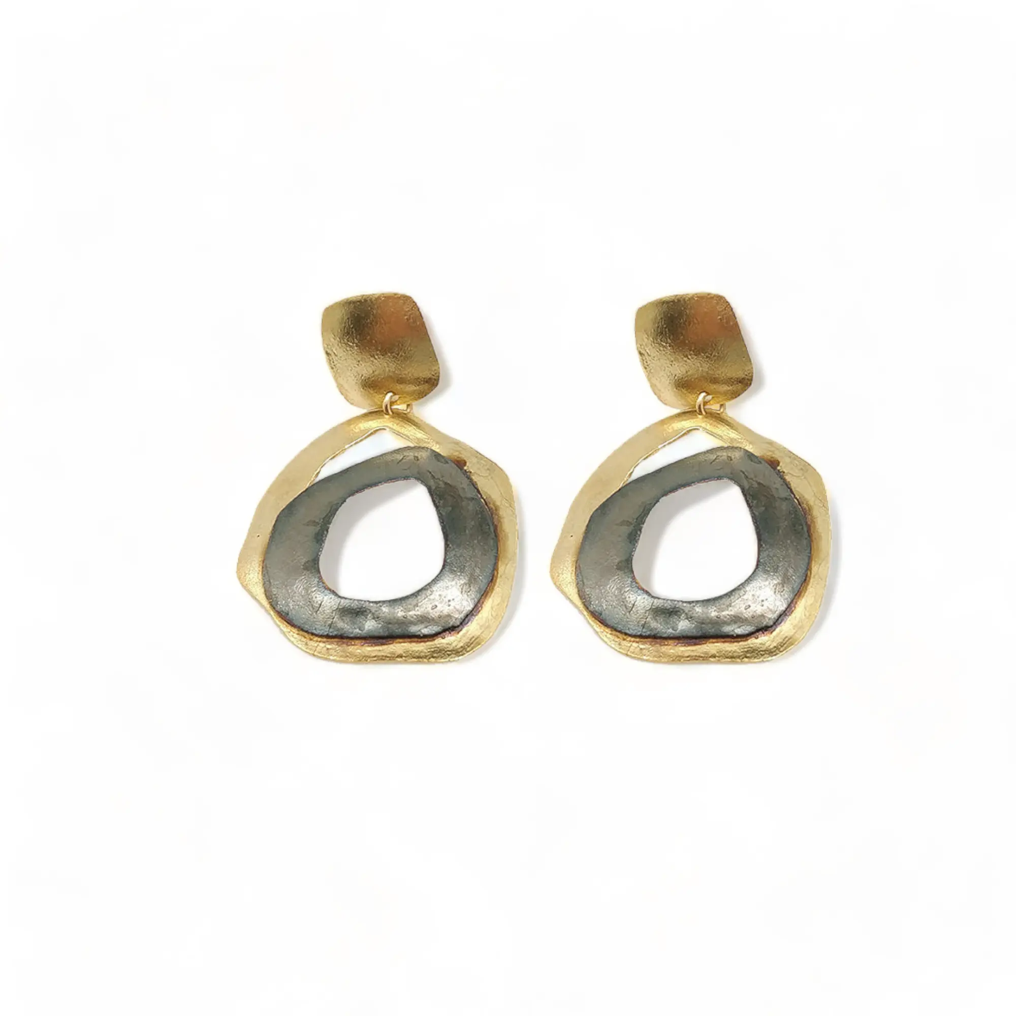 Contemporary Black and Gold Dancing Earrings | Handmade Gold-Plated Jewelry