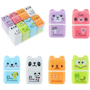 24-Piece Roller Erasers - Portable, Flexible, Durable Soft Animal Erasers with Roller Cases for School, Office, Kids (6 Patterns)