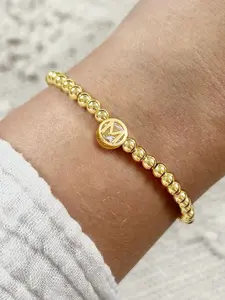 Women's Fashion Round Artificial Crystal Initial Bracelet, Beaded Chain, Casual Style Jewelry for All Seasons, Exquisite Trendy Bracelet, Beaded Bracelets