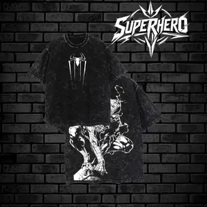 [ Superhero Tshirt ] Spidey Tattoo Tee, Vintage Washed Heavyweight Gym Shirt, Oversized Dark Aesthetic Streetwear, Grunge Distressed , Edgy Workout Pump Fit, Cyberpunk Gymwear, Y2K Retro Heavy Limited, Urban Menswear To, Oversize 5Xl