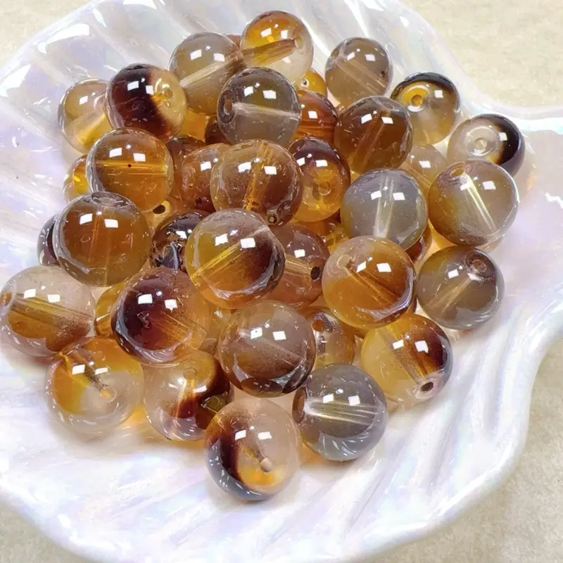 【A002】Uniform Size 12mm DIY Glass Bead Kit - 50 Pieces Beads Making Supplies for Bracelet DIY Jewelry Craft & Decoration Accessories, Bead Kit For Bracelet Diy, Diy Glass Beads