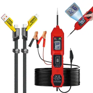 6 V-24 V DC Car Power Circuit Probe Tester – Automotive Fuse & Voltage Tester with Dual LED Lights, HD Digital Display, Short Circuit Finder, 4.5 m Cable + Free 4-in-1 PD 27 W Fast Charging Cable (Nylon Braided, 4 Connectors, 4.9 ft)