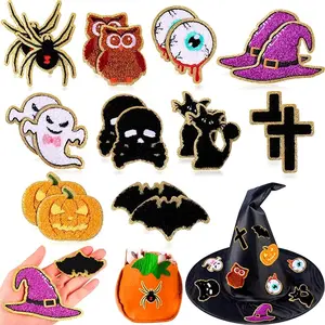 20 Pcs Halloween Self Adhesive Patches Cute Ghost Spider Pumpkin Sew on Stickers Applique Washable for DIY Crafts T Shirt Clothing Jackets Backpacks Jeans Party Decorations Accessories (Pumpkin)