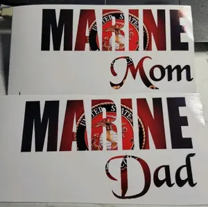 Set of Marine  Mom and Marine  Dad Decals