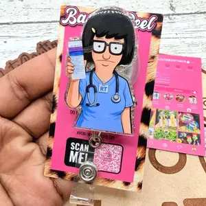 RT Respiratory Therapist Glitter Badge Reel: Funny Nurse ID Holder