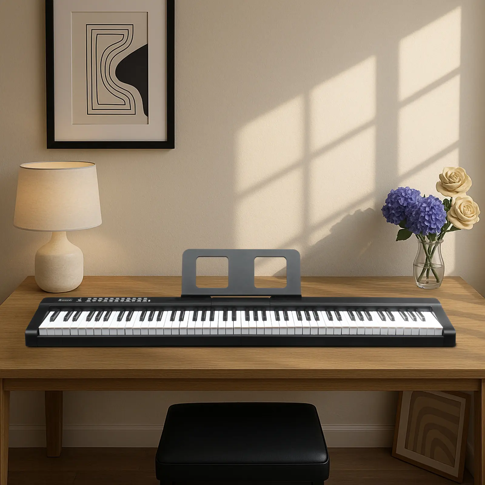 Ktaxon GPP-101 88-Key Full Size Digital Piano (Black) - Semi-Weighted Keys, MIDI Bluetooth & Headphone Included, Ideal for Piano Lovers