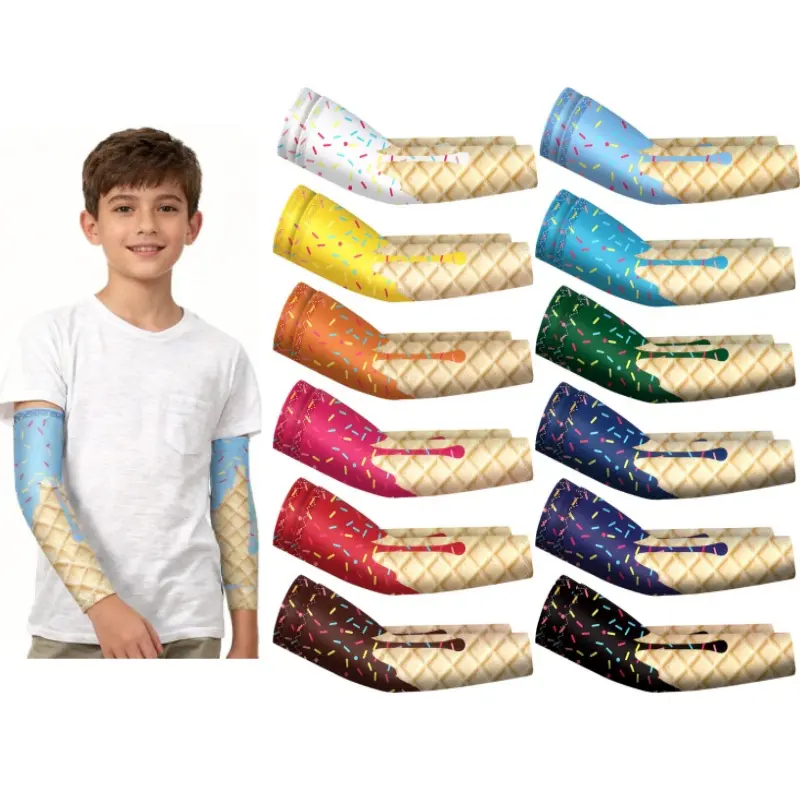 12 Pairs Kids Compression Arm Sleeves – UV Protection, Breathable & Cooling for Baseball, Football, Youth Sports