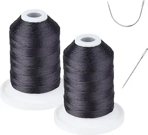Heavy Duty Outdoor Thread for Hand or Machine Sewing - Simthread 100% Polyester Bonded Thread Tex 69 (12wt) - 250 Yards x 2 Spools NP-Black