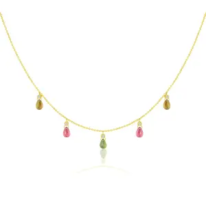 Tourmaline Drop Necklace With Round Diamonds