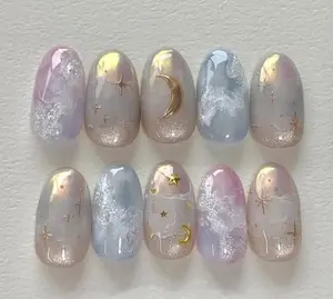 ombre cat eye star nails/ hand painted nails /custom press on nails/ hand made Press on Nails/Faux Acrylic Nails/ Gel Nails Satamiis