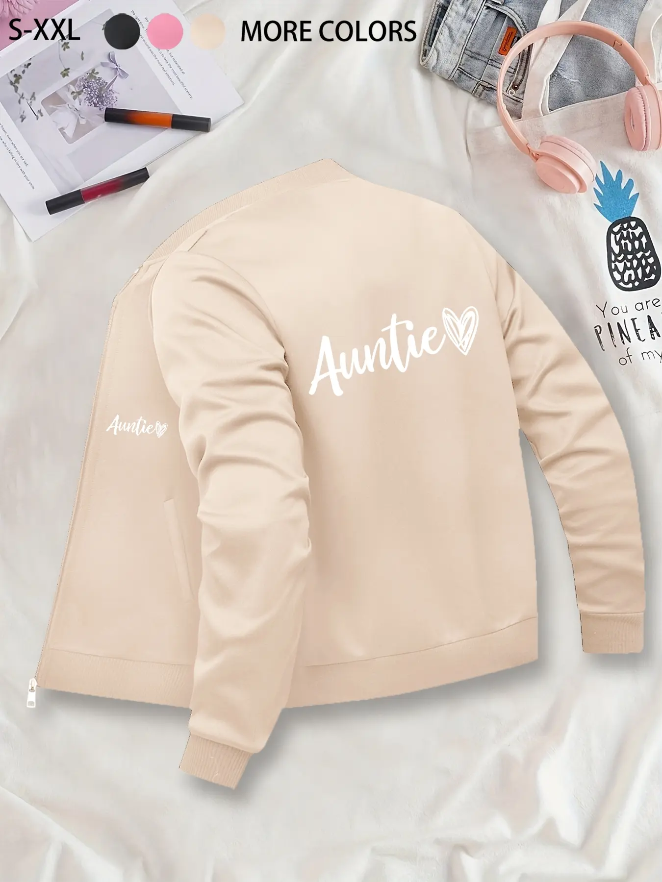 Auntie Heart Printed Jacket - Versatile Casual Outerwear, Suitable for Casual Outdoor Sports, Fashionable & Durable for All Seasons, Ideal for Daily Activities, Gifting & Work.