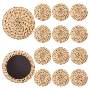 Bamboo Refrigerator Magnets Set of 12, Bohemian Style Decorative Magnets, Office Kitchen Whiteboard, Natural Color Storage Cabinet Decor