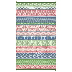 Outdoor Waterproof Rug Bohemian Style Rug Modern Striped Outdoor Rug Plastic Straw Rug Double-sided Reversible Rug for Patio Balcony Deck Beach RV