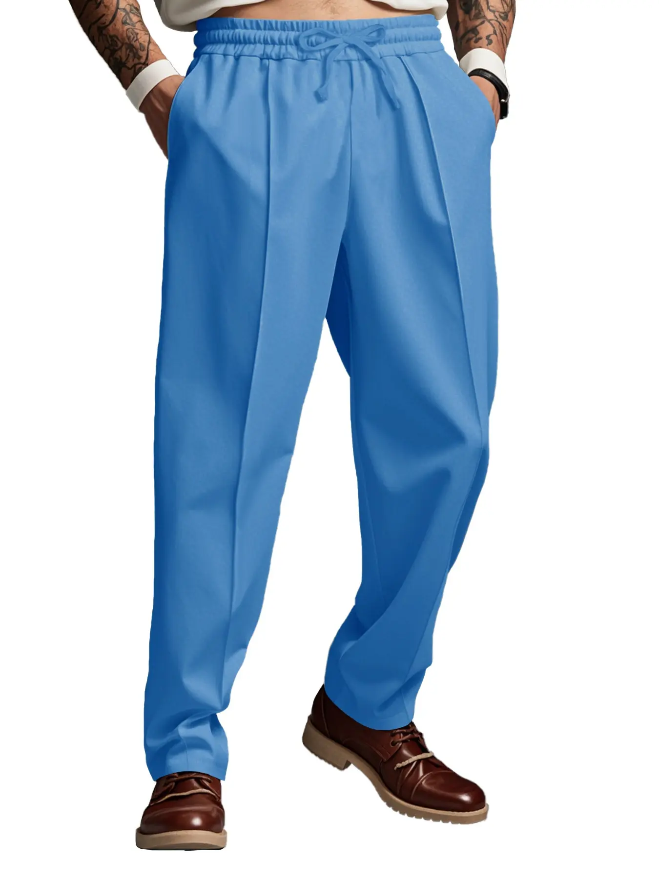 Men's Casual Jogger Pants with Drawstring Waist, Soft Twill Fabric, Perfect for Hiking & Outdoor Activities, Basic Wardrobe Essential