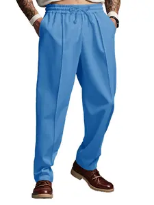 Men's Casual Jogger Pants with Drawstring Waist, Soft Twill Fabric, Perfect for Hiking & Outdoor Activities, Basic Wardrobe Essential