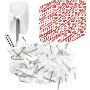 Wire Hooks for Wall Small 32 Hooks, Heavy Duty Wall Hooks with 36 Strips,  Free Adhesive Hooks for Key Holder, Coat, Door, Shower