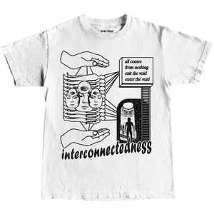 Awake Happy - Interconnectedness            Tee Cotton Unisex Womens Menswear Tshirt Top Relaxed Fit Soft Man Streetwear Casual DTG Printed Mindfulness Spiritual Motivational Self Help Mental Health