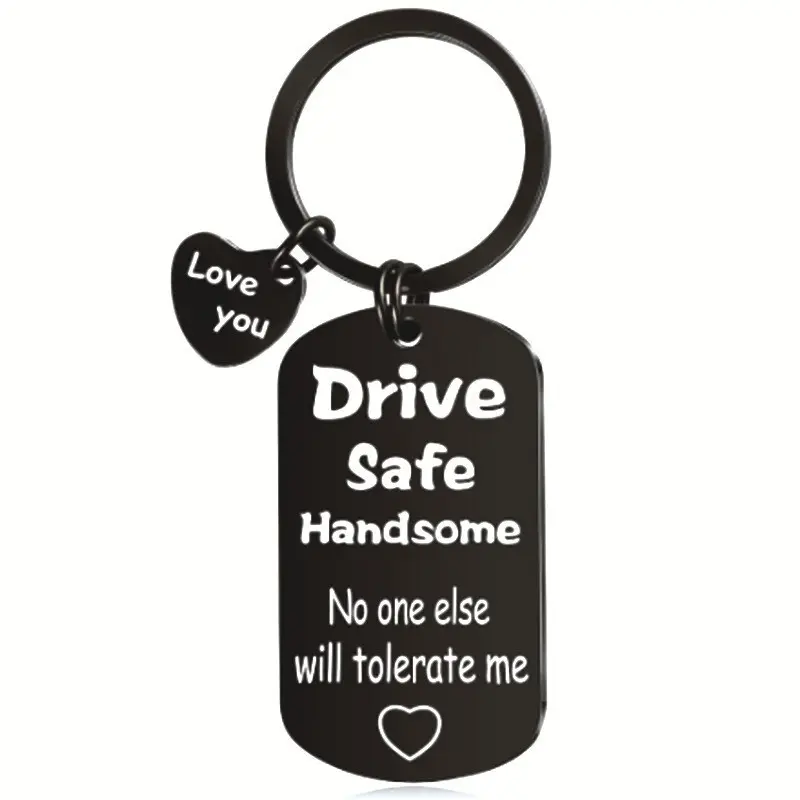 Drive Safe Keychain - for Car Keys, Truck & Motorcycle - Fathers Day Gifts for Dad - Funny Gift from Wife or Daughter for Husband & Boyfriend - Single Pack Black