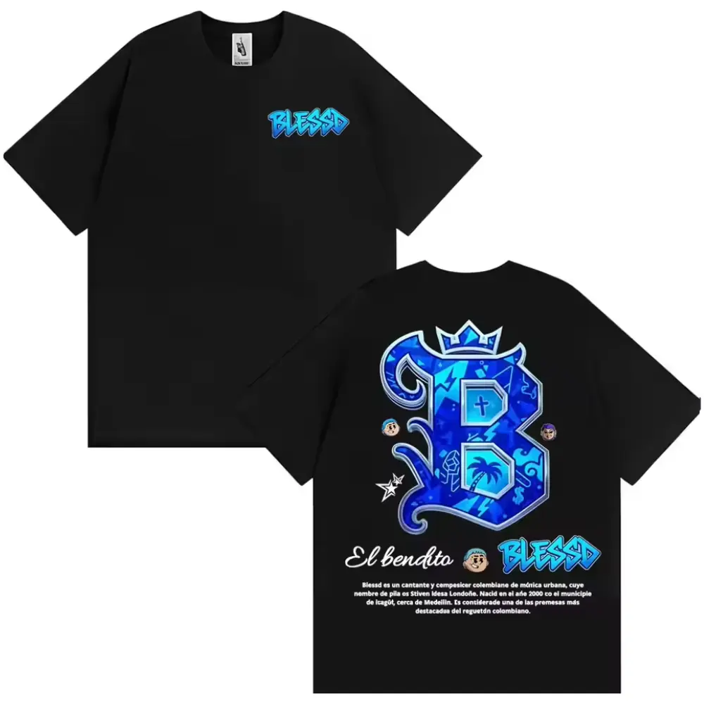 Rapper Blessd El Bendito Logo Graphic T Shirts Men's Clothing Harajuku ...