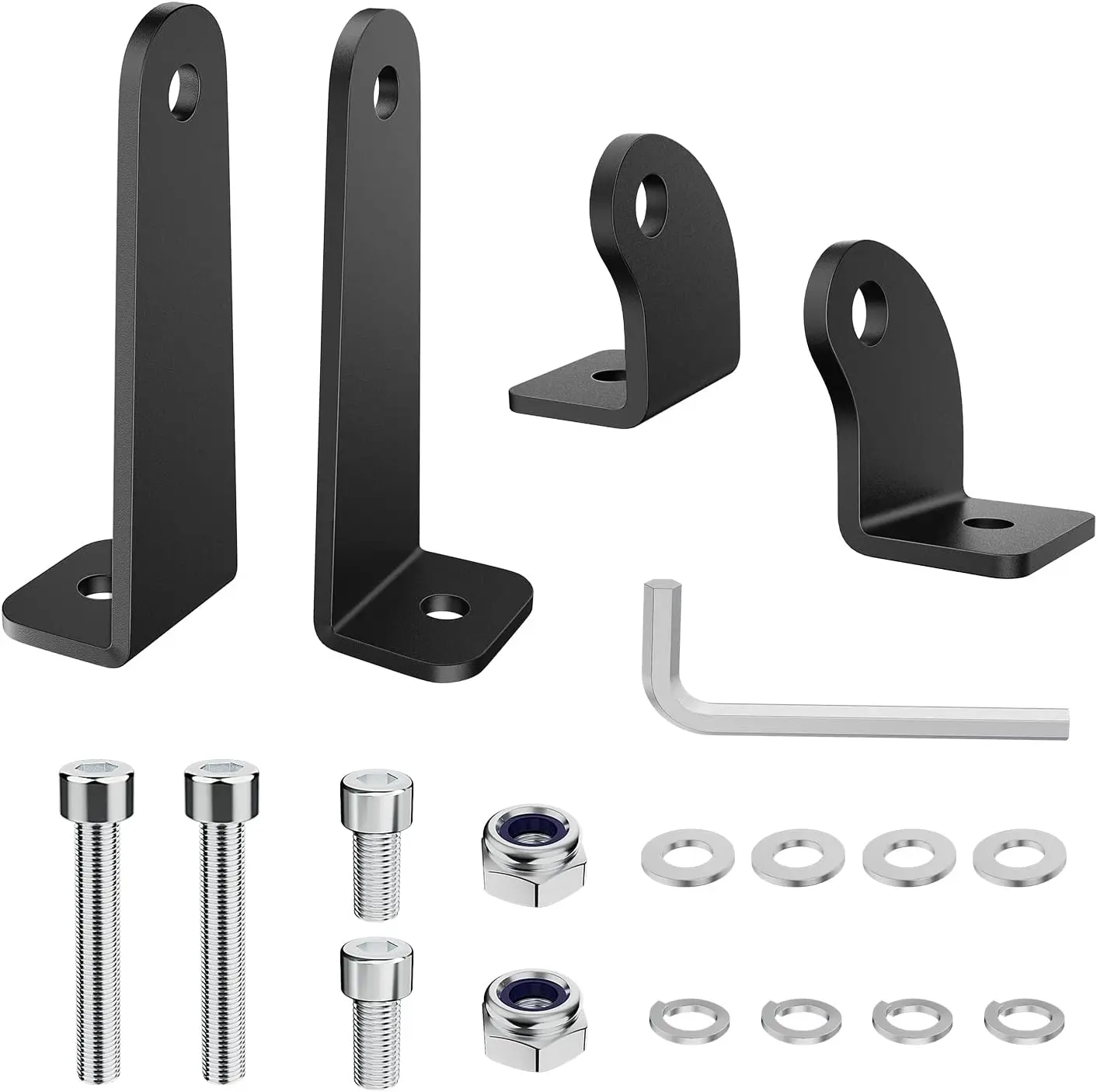 Nilight 2PCS Sturdy Black Universal Aluminum Alloy Car Lighting Auxiliary Light Bar Bases - Side-Mounted, Weatherproof, Adjustable, Secure Fit, Corrosion Resistant, Rust Resistant, Straight/Curved LED Compatible, 2-Year Warranty, Metal