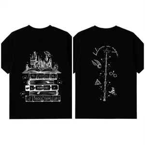 WOMAN TSHIRT with Magical Theme Design Featuring Spellbooks and Wand Graphics for Unique Style-KT00174