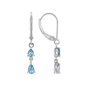 JTV Ofiki Nigerian Aquamarine Rhodium Over Sterling Silver Earrings 0.50ctw