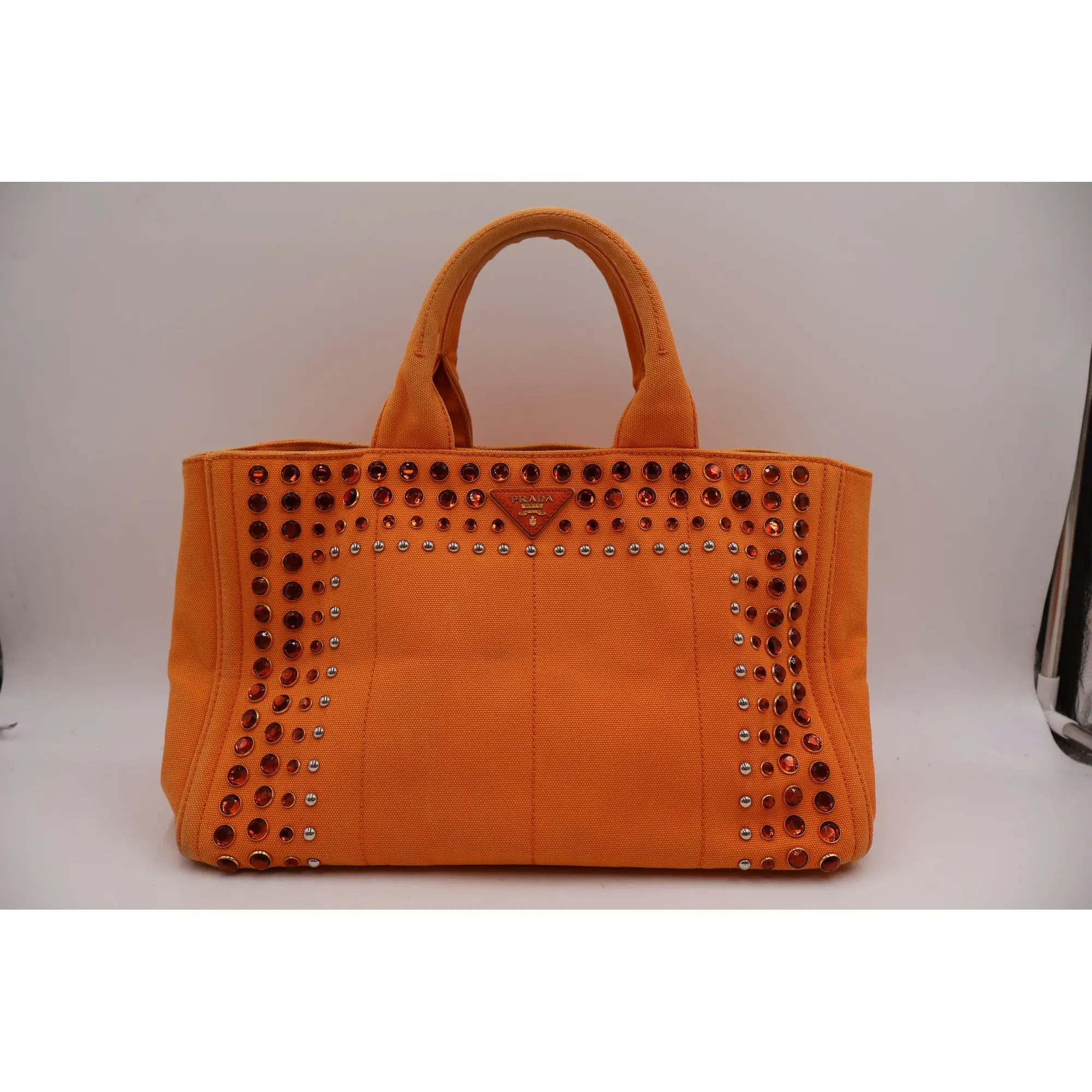 Pre-owned PRADA canvas tote bags Canapa Studded Tote Bag (4900000211757)