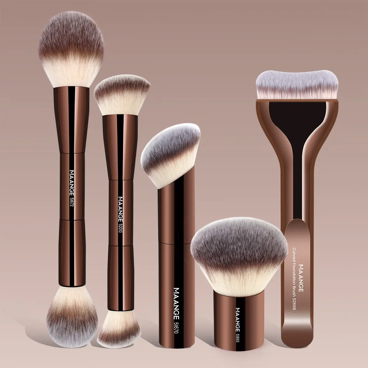MAANGE 5pcs Cosmetic Brush Set, Face Makeup Brushes, Professional Makeup Brush Set Includes foundation brush, blush brush, powder brush, contour brush, highlighter brush Gift for Women & Girl Travel Makeup Brush Kit