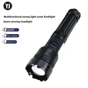 High Lumen Multifunctional Rechargeable Flashlight, Strong Light Strobe and Zoom, Outdoor Long Lasting, COB Work Lamp, USB Interface