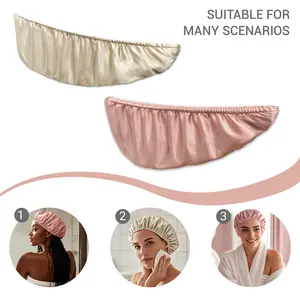 Satin Dream Hair Turban - Double-layer Thickened Dry Hair Cap for Women, Super Absorbent Headscarf, Quick-drying Towel, Shower Cap, Premium Satin Fabric, One-size Fits All, Elegant Blush Pink, Lightweight Design - Home Goods Restroom