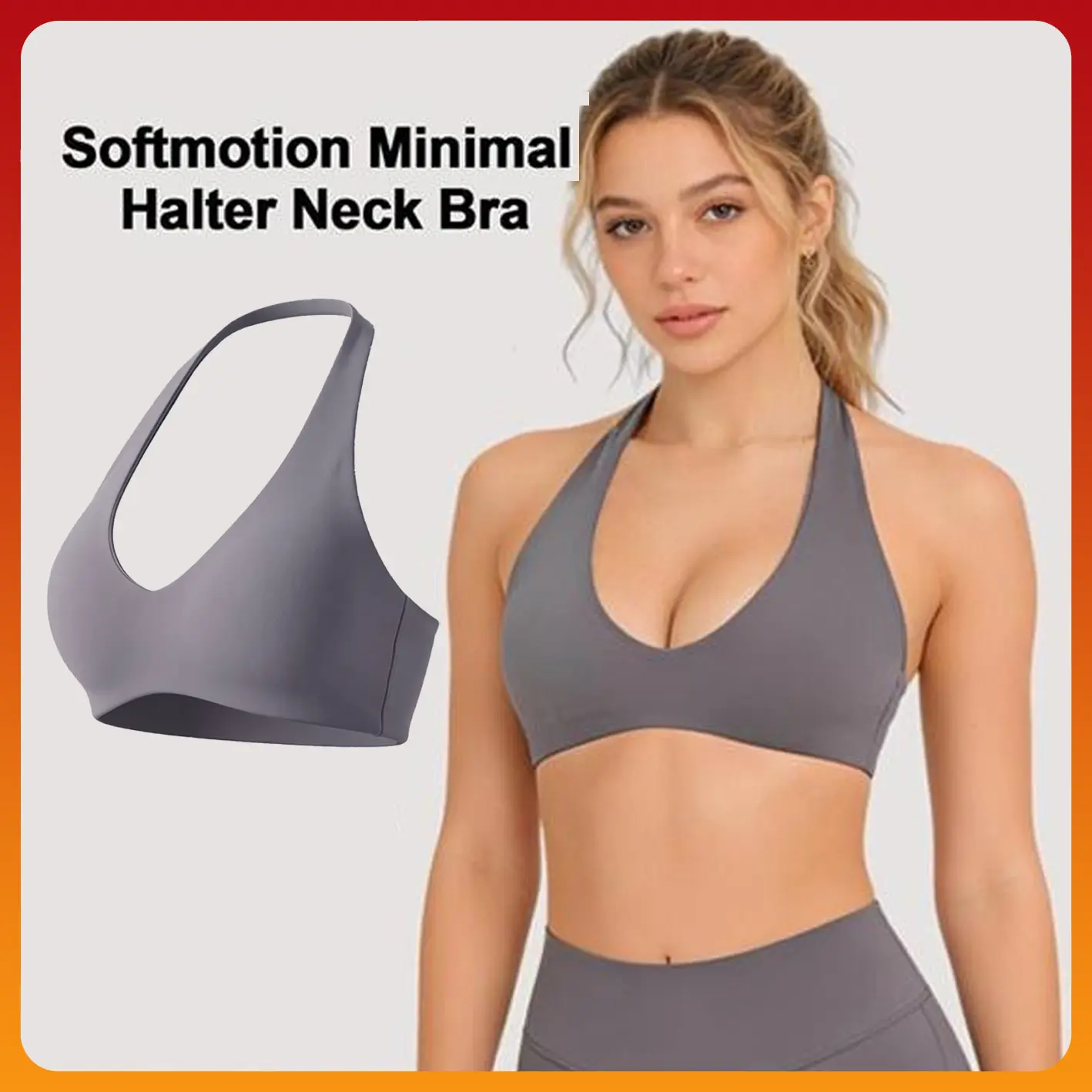 DENFY Softmotion Minimal Halter Neck Bralette for Women - Seamless Open Back Padded Low Impact Sports Bra Yoga Gym Everyday Activewear Tank Top #BackToSchool