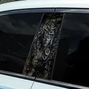 2Pcs Snake Hair Medusa Car Stickers - Durable Vinyl Stickers, Suitable for B-Pillar, Semi-Matte Surface, Self-Adhesive, Single Use, Compatible Metal Surface, Rectangle Shape, Car Decor | Fantasy Car Stickers | Self-Adhesive Stickers, Car Stickers
