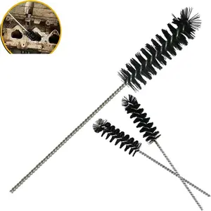 3 Pack Carbon Dirt Cleaning Brush Carburetor Cleaner  Engine Air Inlet Tool Kit Long Nylon Brushes Drill Attachment for Auto Carbon Deposit Combustion Chamber Cylinder
