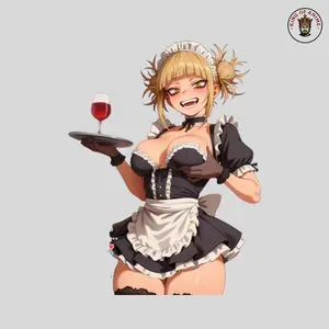 Anime Maid Girl Sticker Vampire Smile Wine Glass Cute Waifu Gothic Decal Laptop Phone Decor