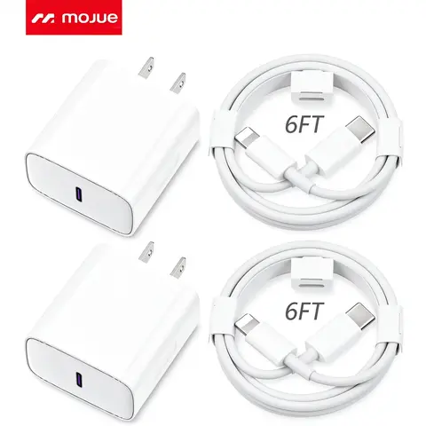 2-Pack Type-C Wall Charger Kit with 6FT/10FT Super Fast USB-C to Lightning Cables, Electronic Charging Set for Smartphone, Cellphone, iPhone 18/17/16/15/14/13/12, AirPods Pro (4-Piece Total, 2-Pack 6FT for IP 14/13/12)