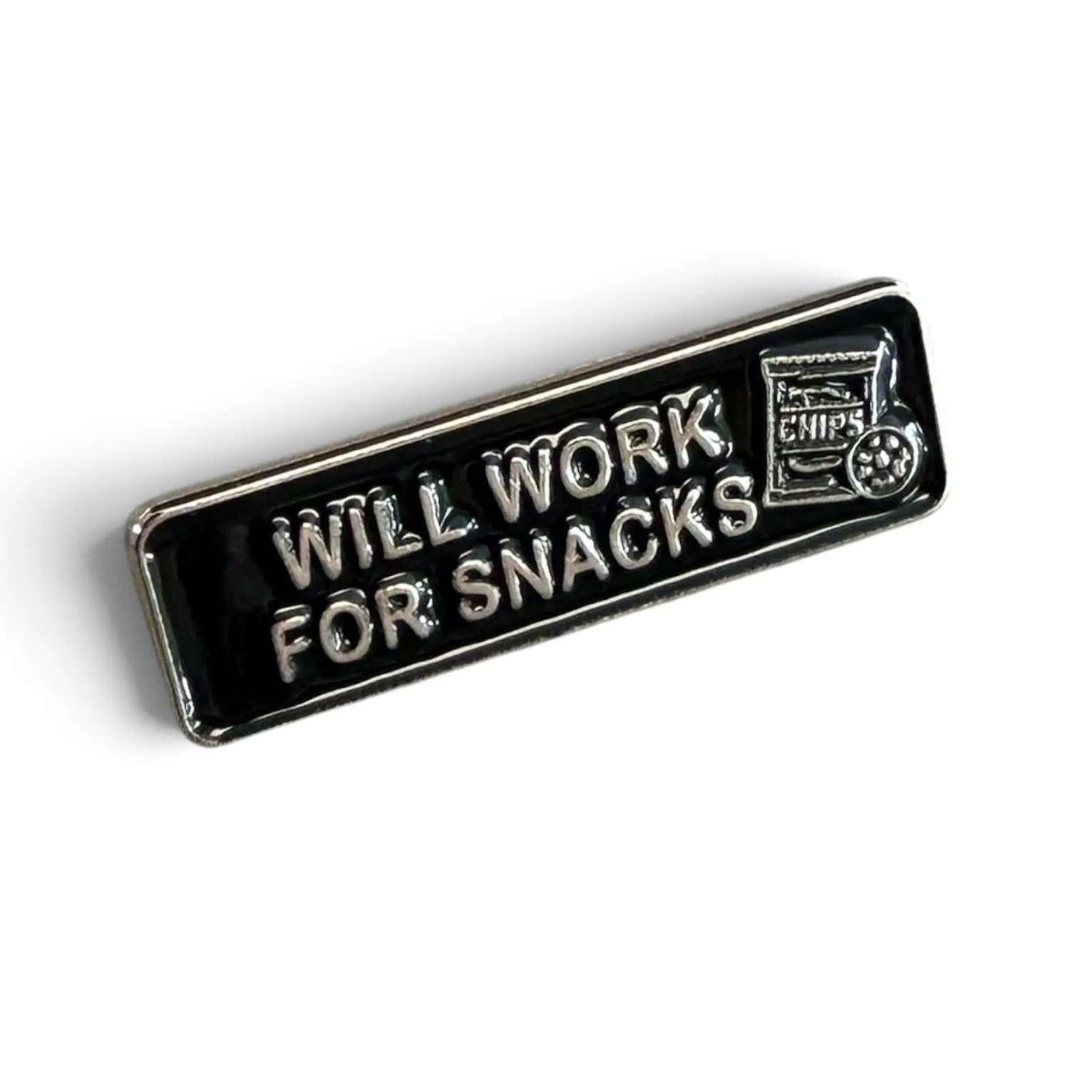 Will Work for Snacks Enamel Pin, Funny Office Coworker Gift, Snack Lover Gift Accessory, Office Humor Lapel Pin Brooch Clip, Soft Enamel Badge, Suitable for Lanyards, Backpacks, Purses, Jackets