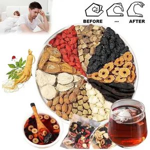 Kidney Detox & Energy Boost Traditional Ginseng Jujube Ten Treasure Tea 60 Bags Organic Natural Herbal Beverage for Vitality Balance