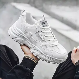 [Sneakers]Men's Wide Breathable Mesh Chunky Dad Sneakers, Height Increasing Platform Thick Sole Lace Up Casual Walking Shoes, Non Slip Shock Absorbing Sport Trainers, Trendy Retro Daily Outdoor Footwear For Men, Comfortable Loafers for All Seasons.