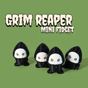 3D Printed Mini Grim Reaper Fidget Toy: Gothic Halloween Decor