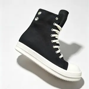 Black & White High-Top Canvas Platform Sneakers Chunky Sole and Metal Eyelets for Grunge Streetwear retro shoes designer punk style canvas ankle boots for men and women size 34-48