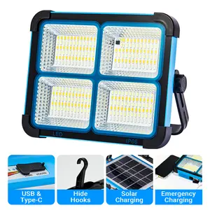 Solar Rechargeable LED Work Light, 5 Lighting Modes,Waterproof IP66 , USB Power Output, Type-C Charging Port, 288 Super Bright 5730 Beads, Portable Lamp for Camping, Fishing, Emergency & Outdoor Use, Summervibes