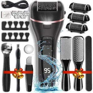 Electric Callus Remover for Feet with 3 Roller Heads 2 Speed Rechargeable Waterproof Professional Pedicure Kit 17 in 1 Foot File Tools Perfect for Dead Hard Cracked Dry Skin