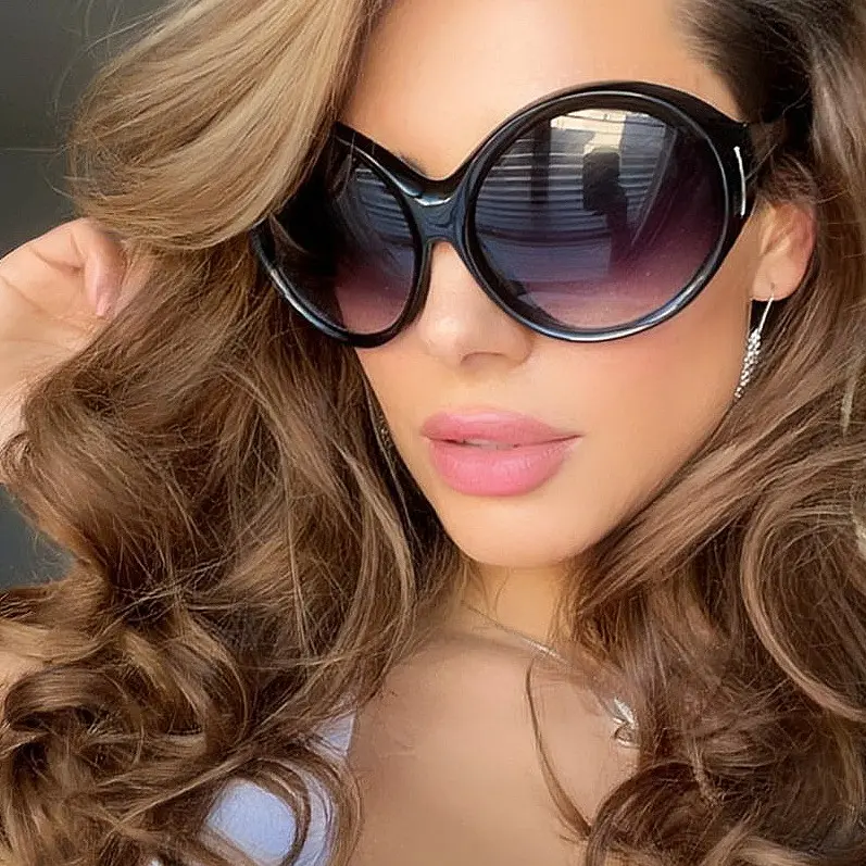 Women's Vintage Oversized XXL Round Plastic Sunglasses - Female Stylish Aesthetic Bold Casual Accessories with 400UV Protection Lightweight Full Coverage Lenses, Stylish Accessories