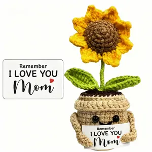 Handmade Crocheted Cute Sunflower Mini Gift - Perfect for Mother's Day & Birthday, I Love You Mom Present From Daughter or Son